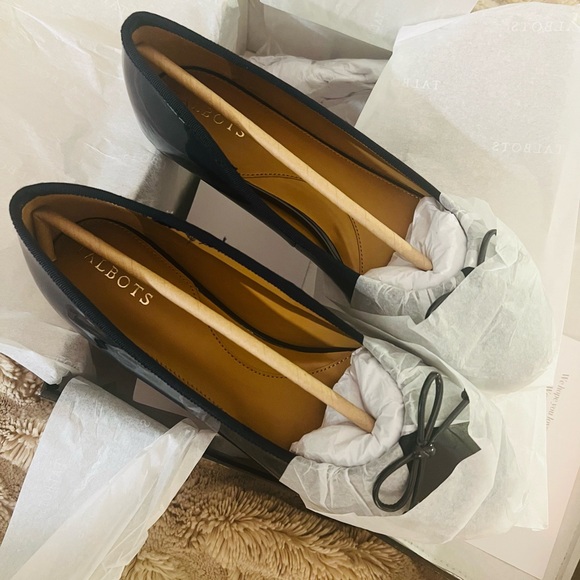 Talbots Blair Patent Leather Bow Ballet Flats - Indigo Blue - Size 8M - Picture 4 of 8